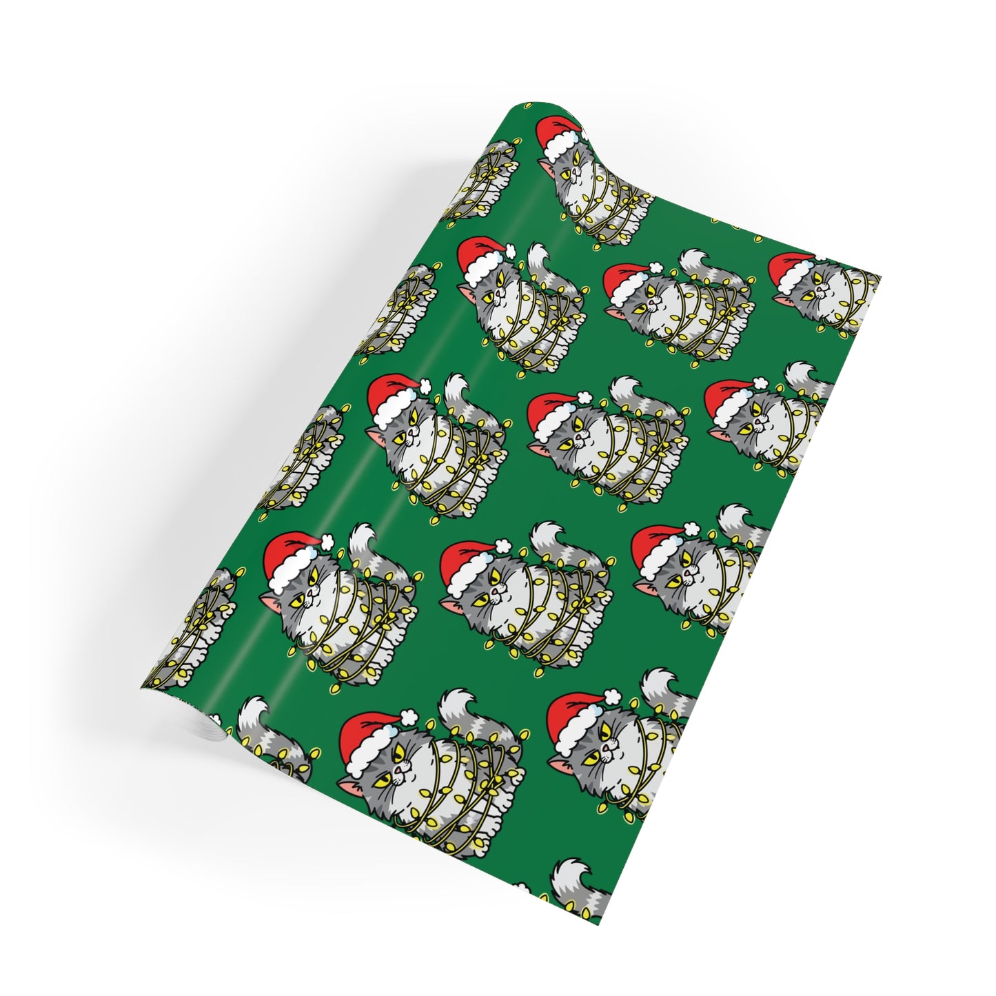 Angry Cat Green Wrapping Paper Roll