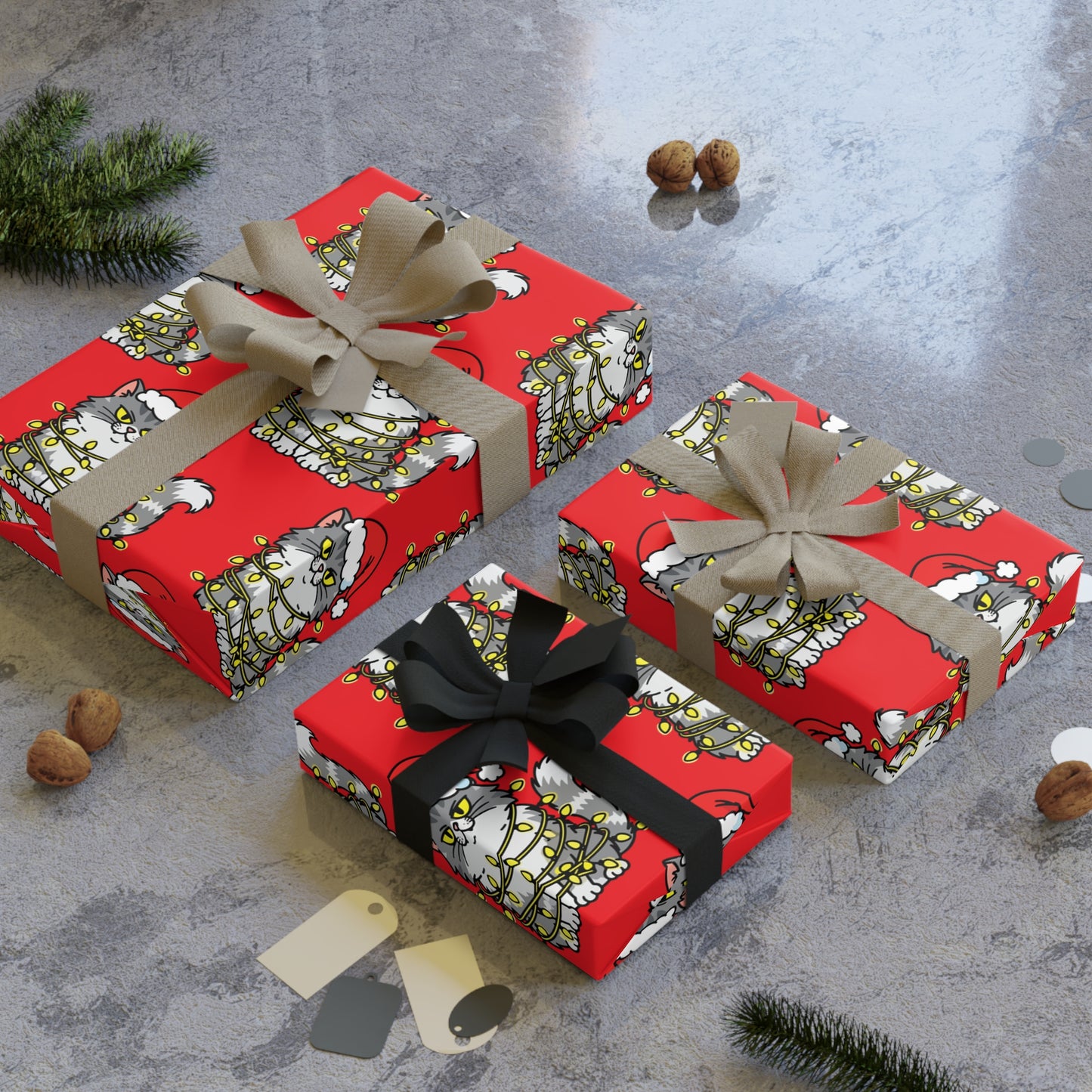 Angry Christmas Cat Wrapping Paper Roll