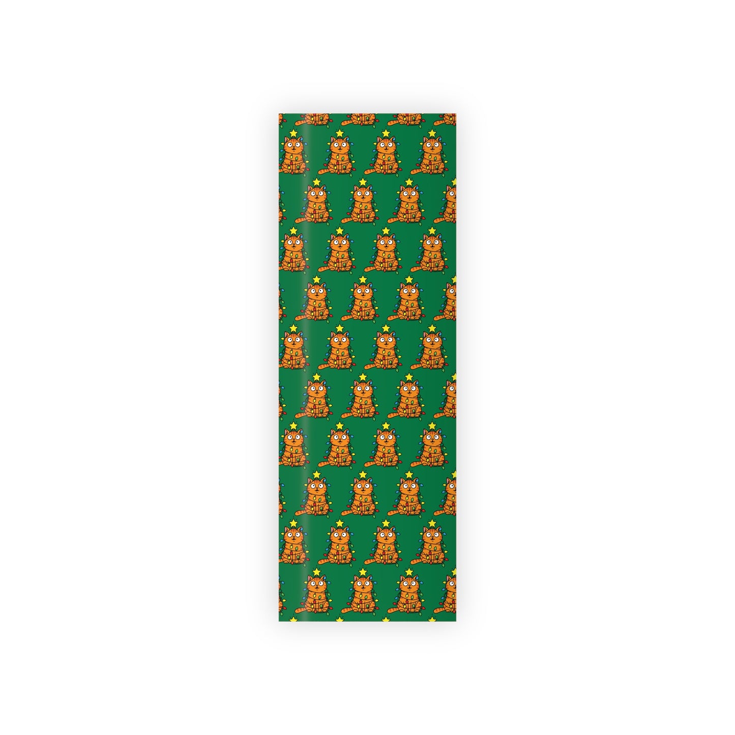 Orange Cat Tangled in Christmas Lights Wrapping Paper Roll (Green)