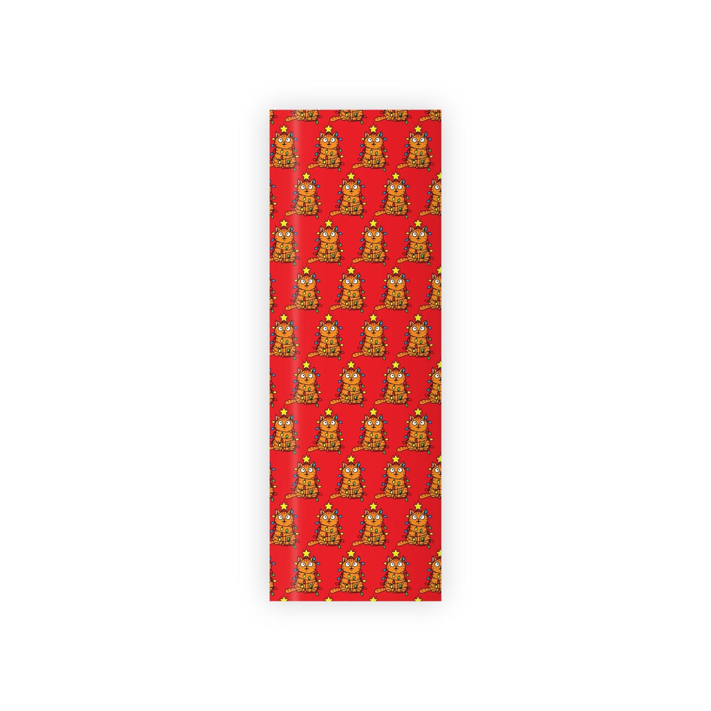 Orange Cat Tangled in Christmas Lights Wrapping Paper Roll (Red)