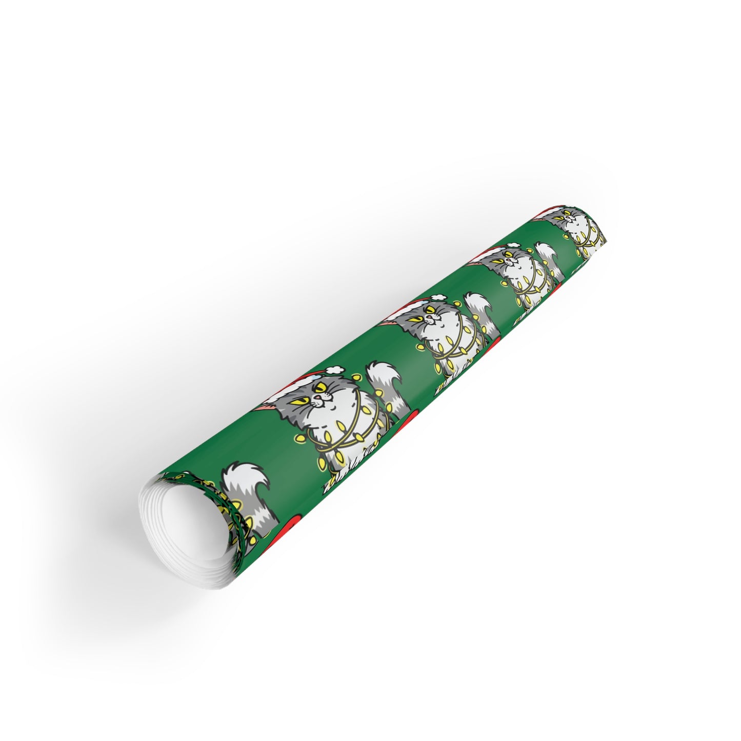 Angry Cat Green Wrapping Paper Roll