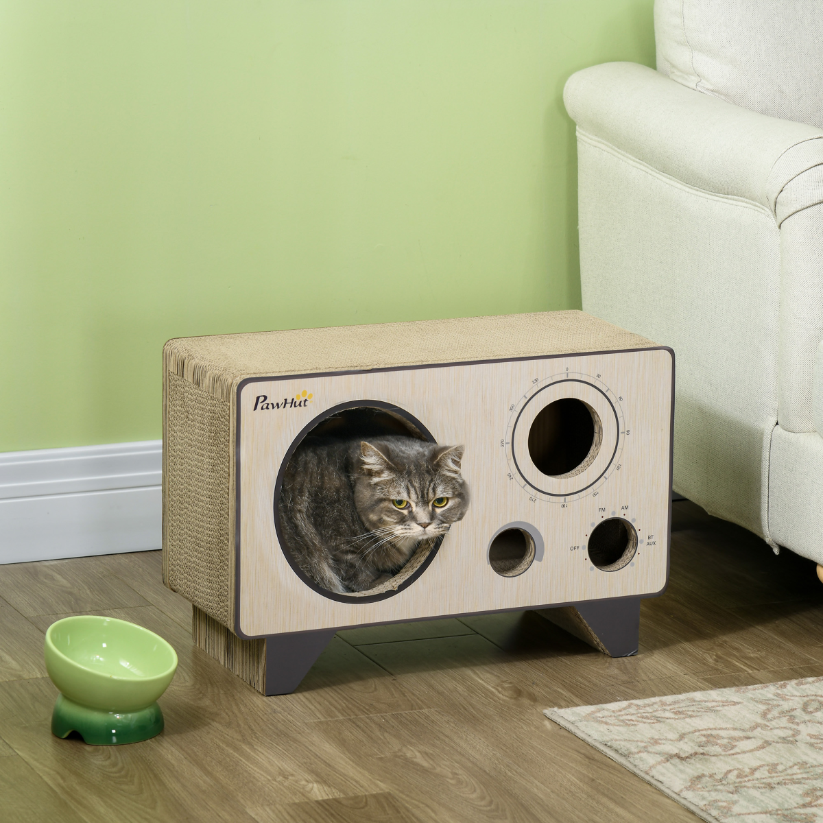 Funny Cat Scratcher Radio Bed & Scratcher
