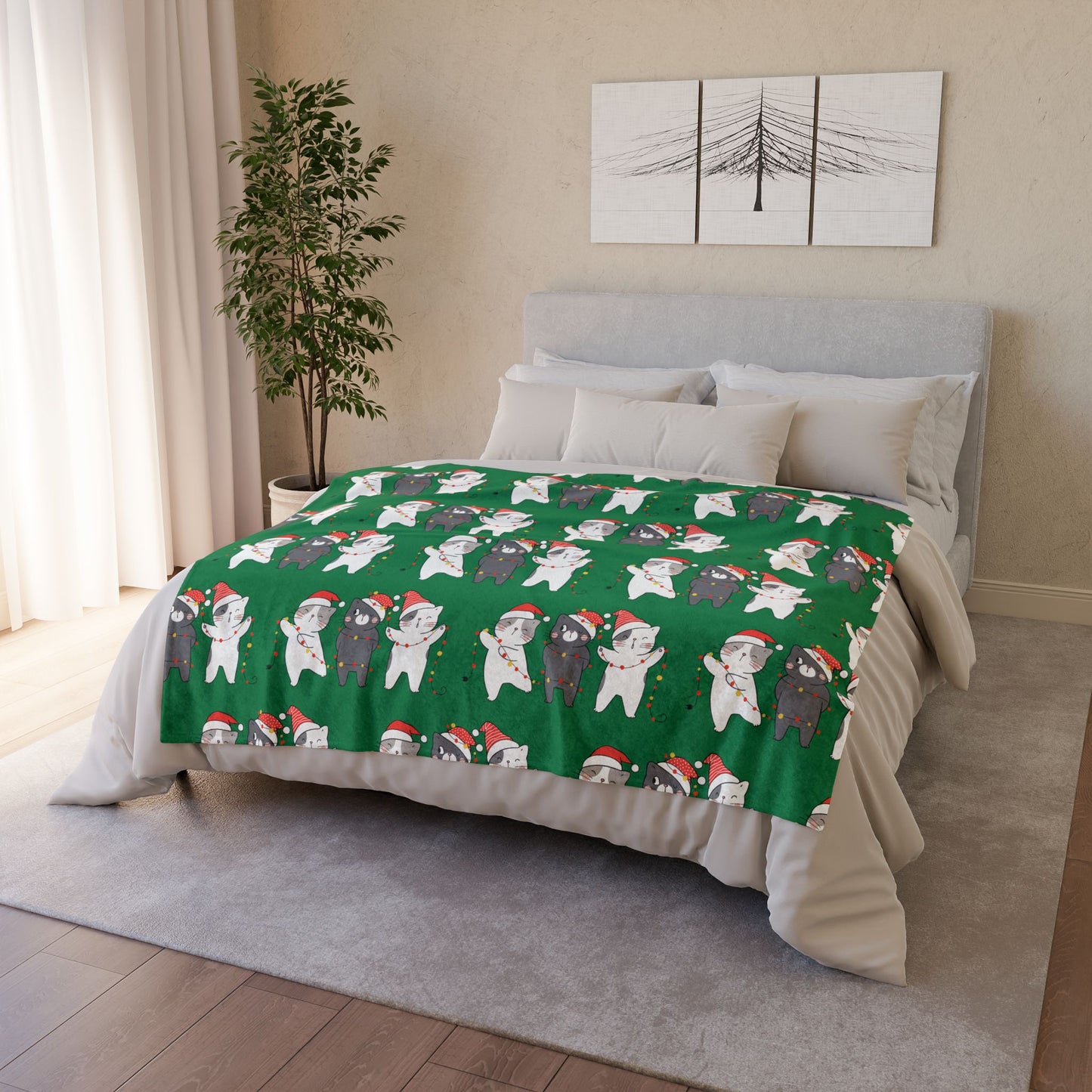 Festive Cat Christmas Blanket