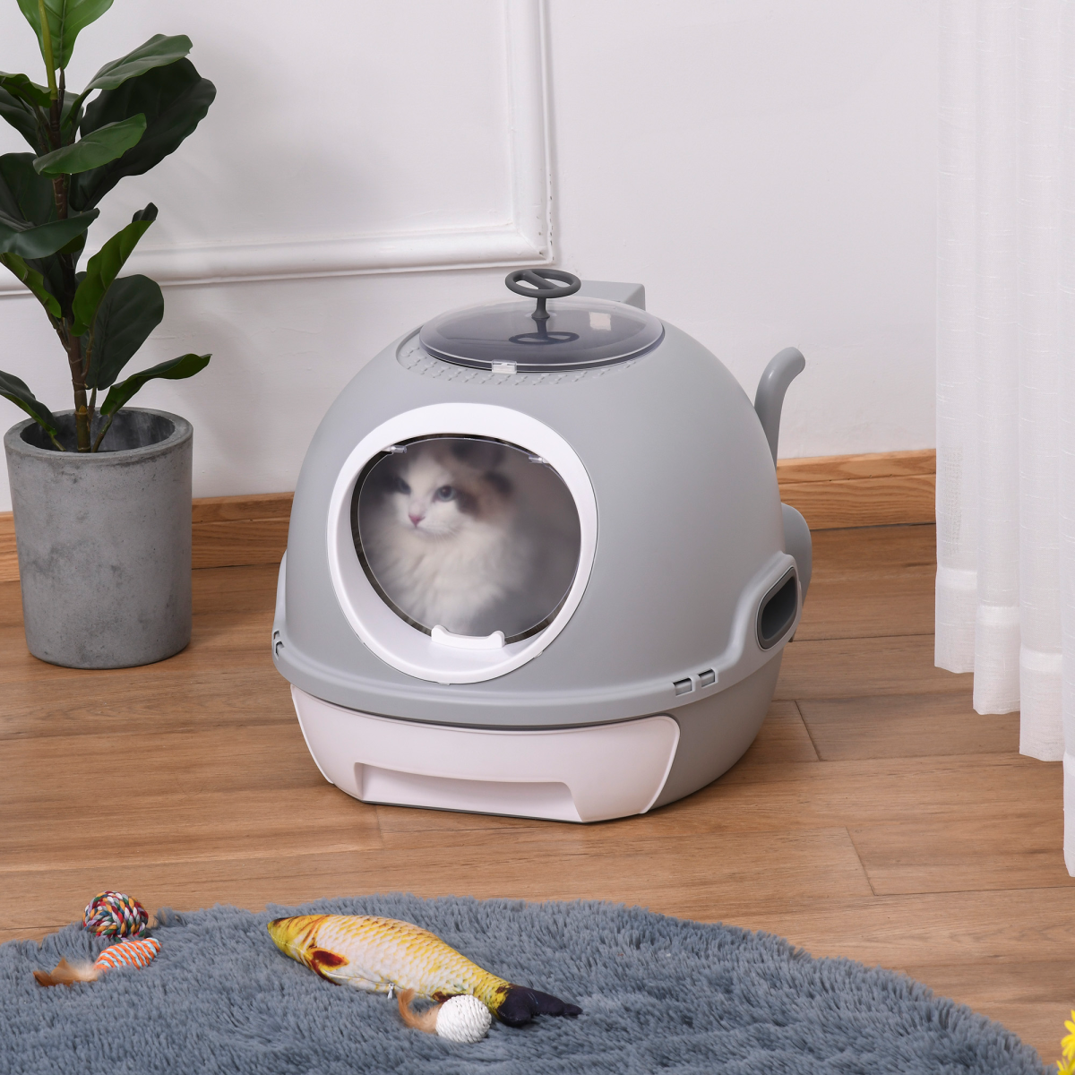 Grey Capsule Cat Litter Box