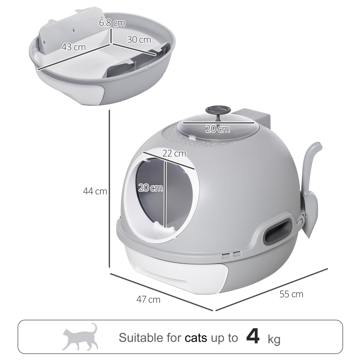 Grey Capsule Cat Litter Box