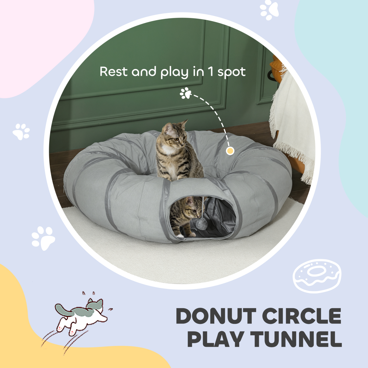 2-in-1 Cat Tunnel Bed