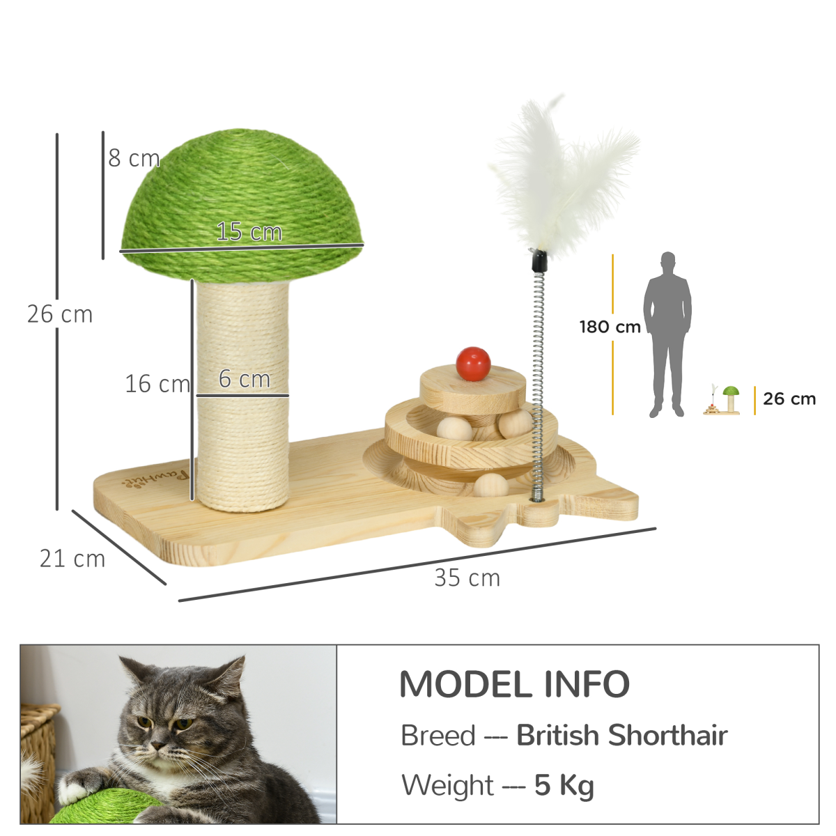 The Magic Mushroom – Cat Scratcher with Sisal Post & Toy Balls