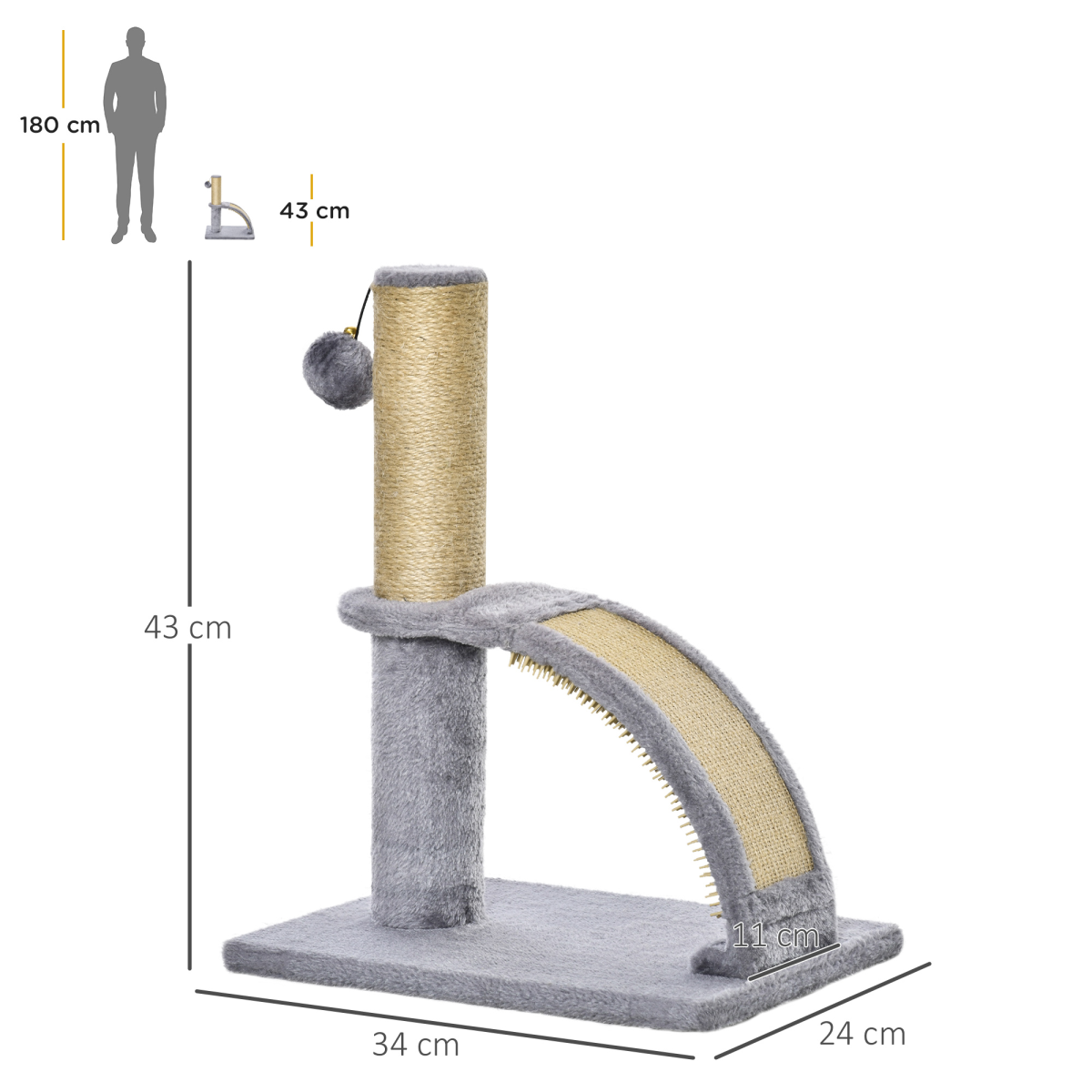 The Claw & Order – Cat Tree with Scratcher, Massage Board & Toy Ball