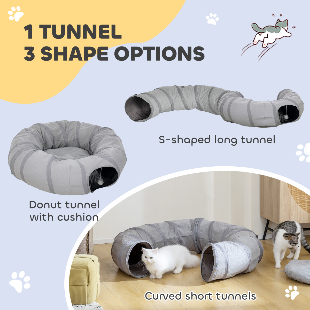 2-in-1 Cat Tunnel Bed