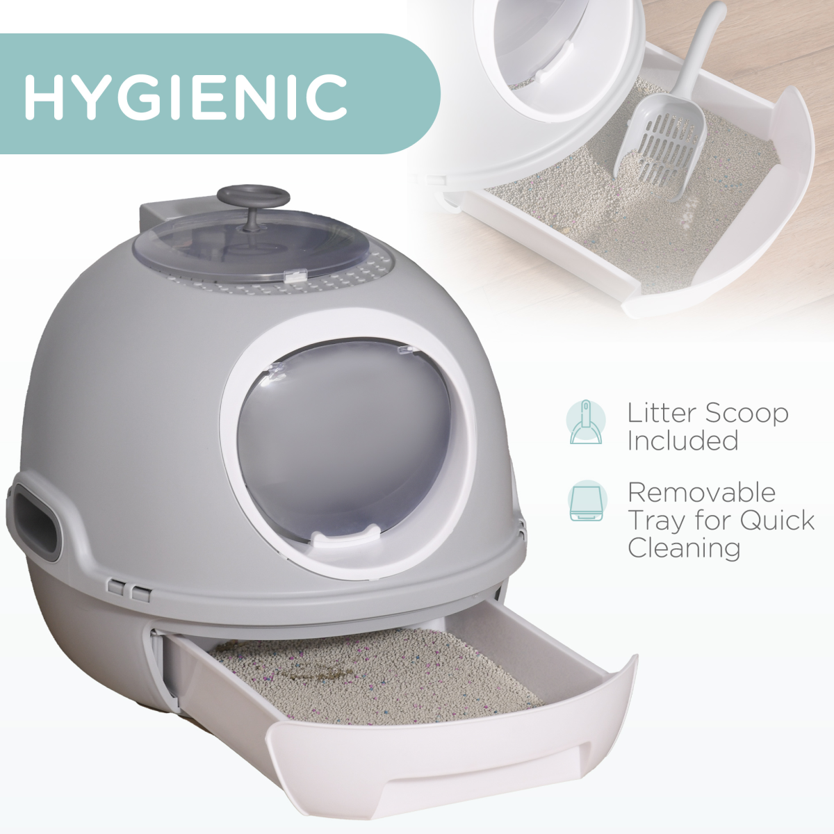 Grey Capsule Cat Litter Box
