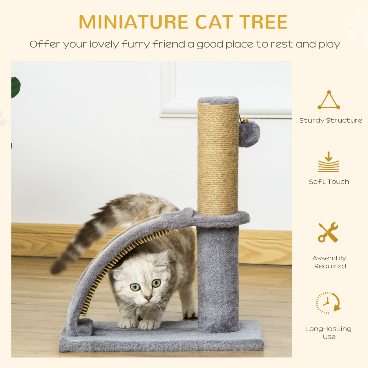 The Claw & Order – Cat Tree with Scratcher, Massage Board & Toy Ball