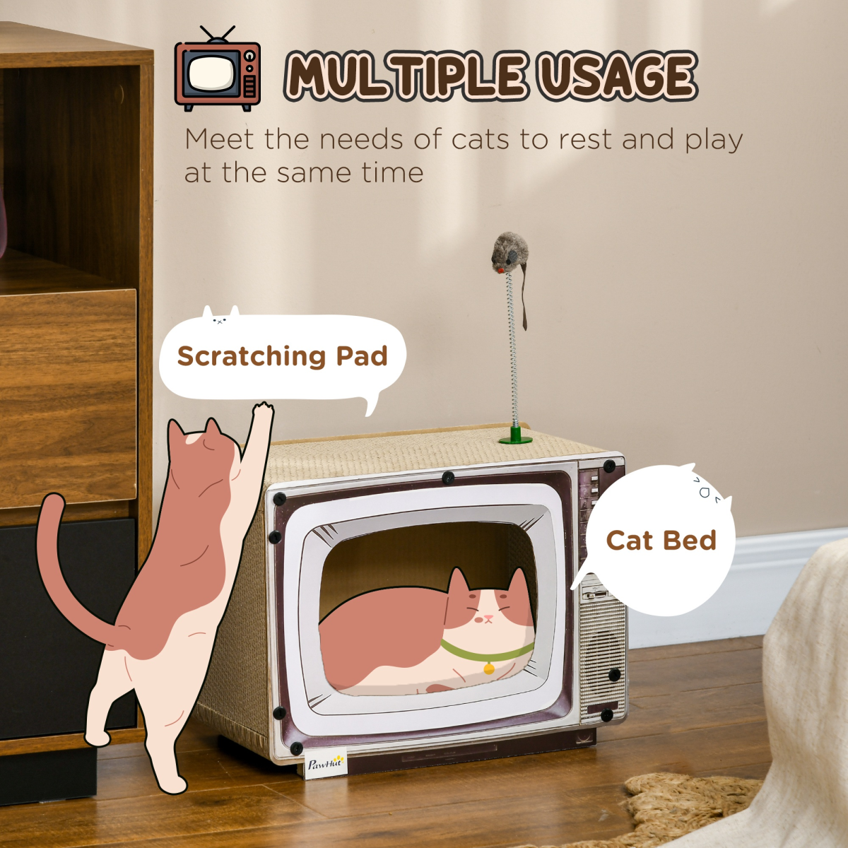 Retro TV Cat House & Scratcher