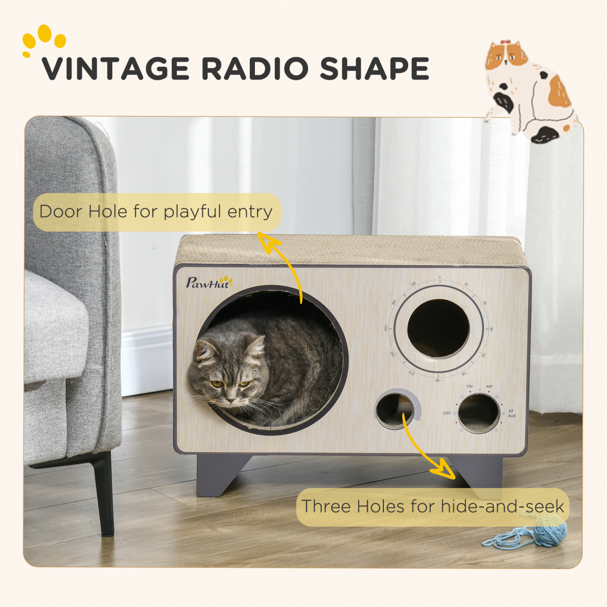 Funny Cat Scratcher Radio Bed & Scratcher