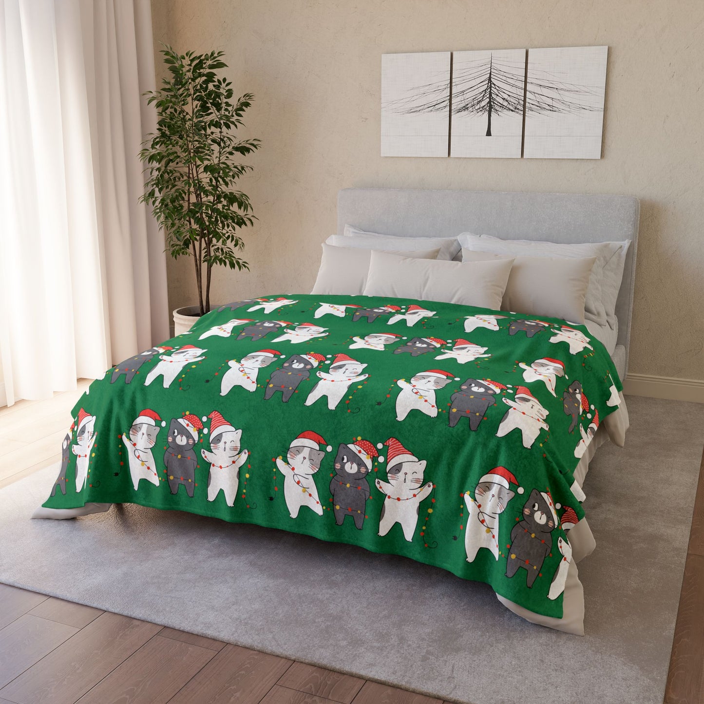 Festive Cat Christmas Blanket