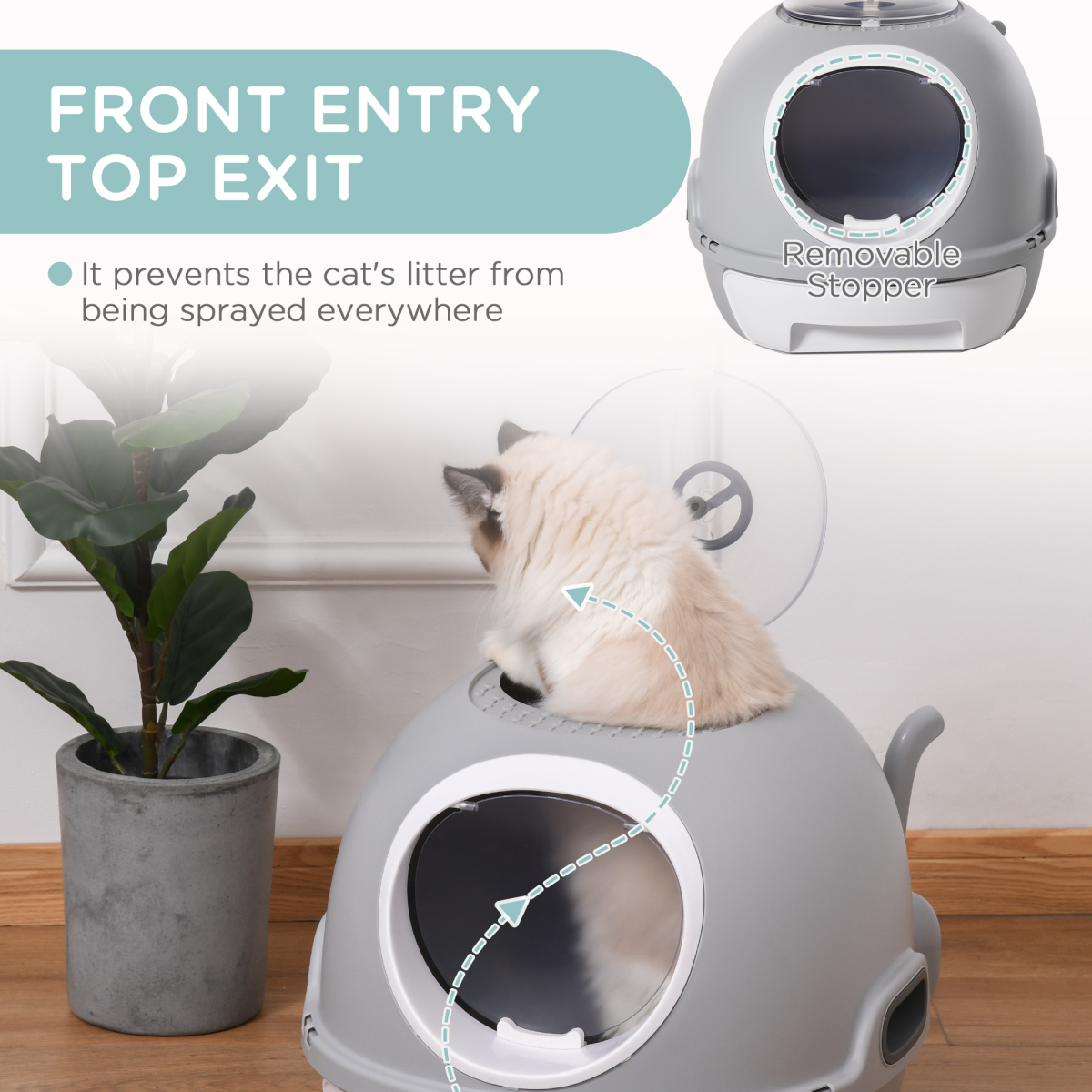 Grey Capsule Cat Litter Box