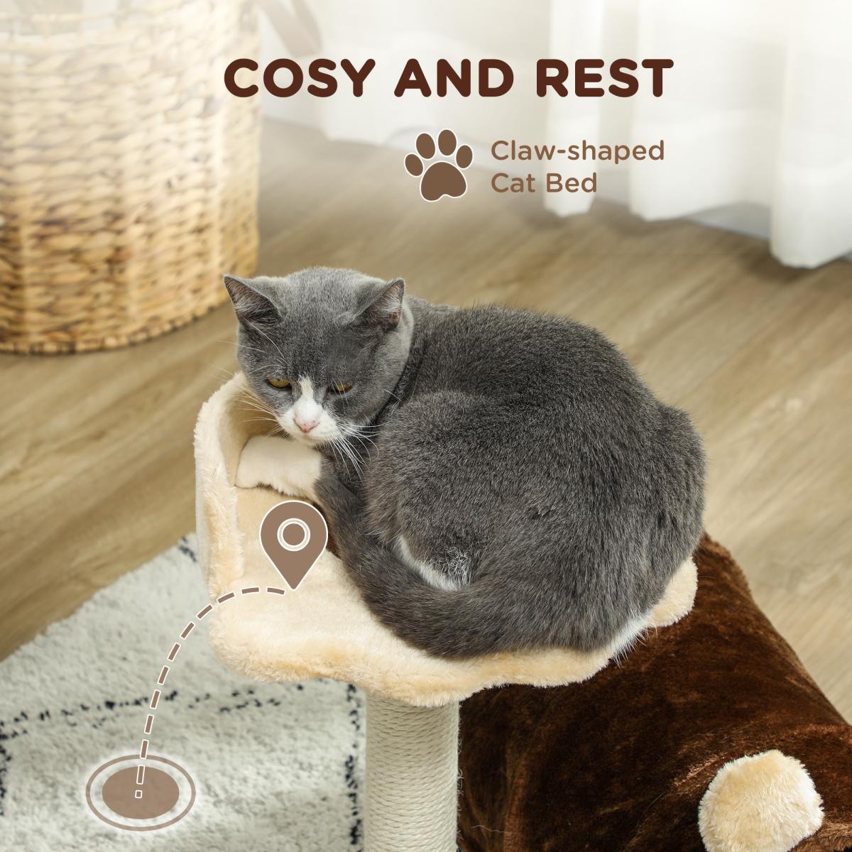 Cat Tree with Tunnel, Scratching Post & Bed