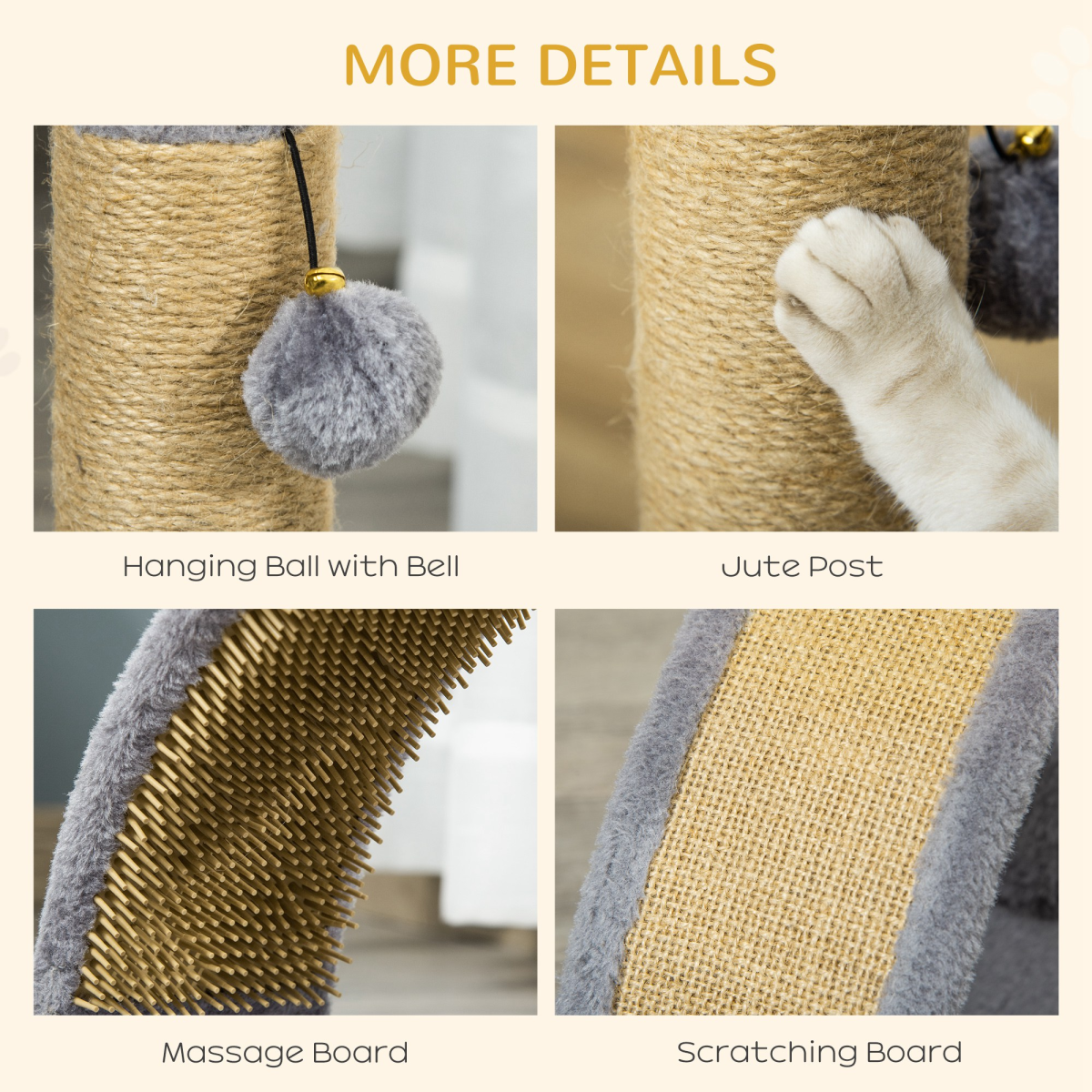 The Claw & Order – Cat Tree with Scratcher, Massage Board & Toy Ball