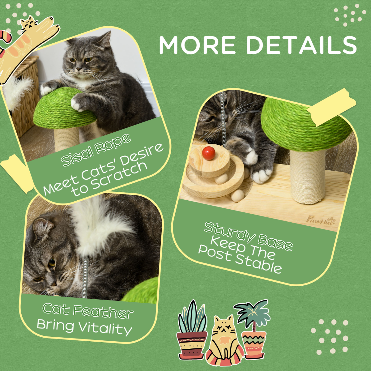 The Magic Mushroom – Cat Scratcher with Sisal Post & Toy Balls