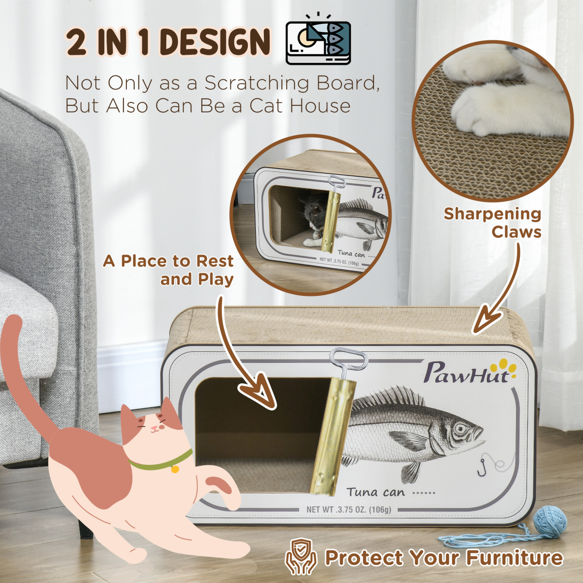 Cat Scratcher Tuna Tin Bed