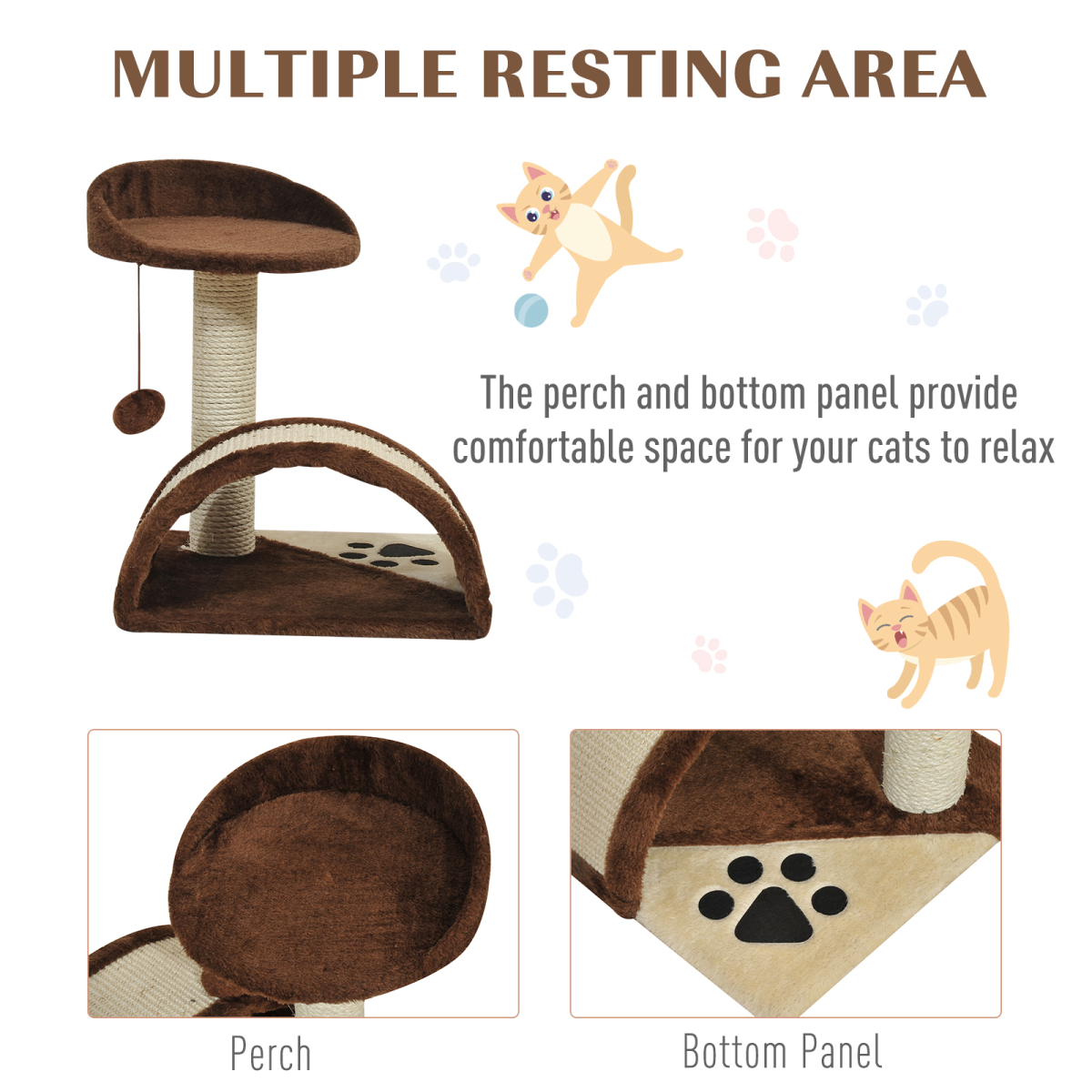 Cosy Cat Tree with Scratching Post, Sisal Ramp & Play Toy