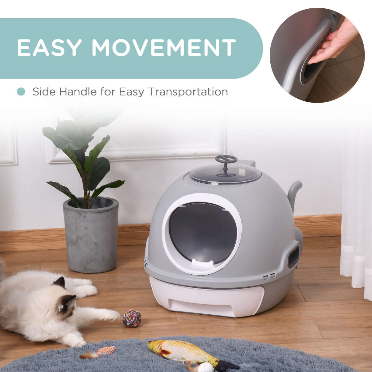 Grey Capsule Cat Litter Box