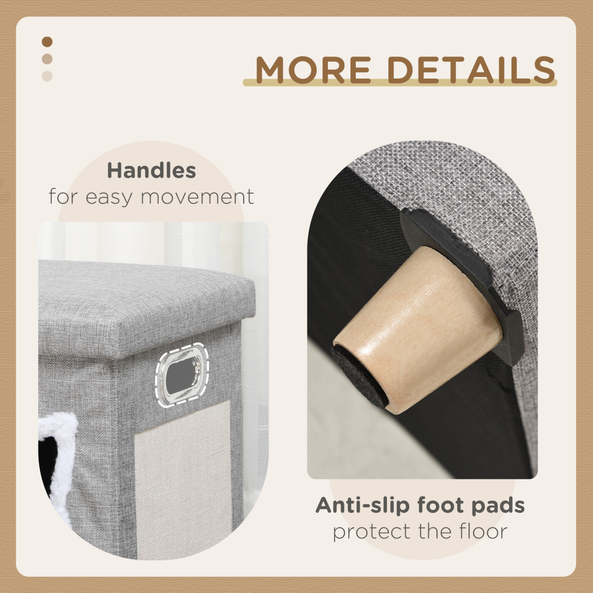 Grey Cat Ottoman Hideaway with Cushion and Scratch Pad