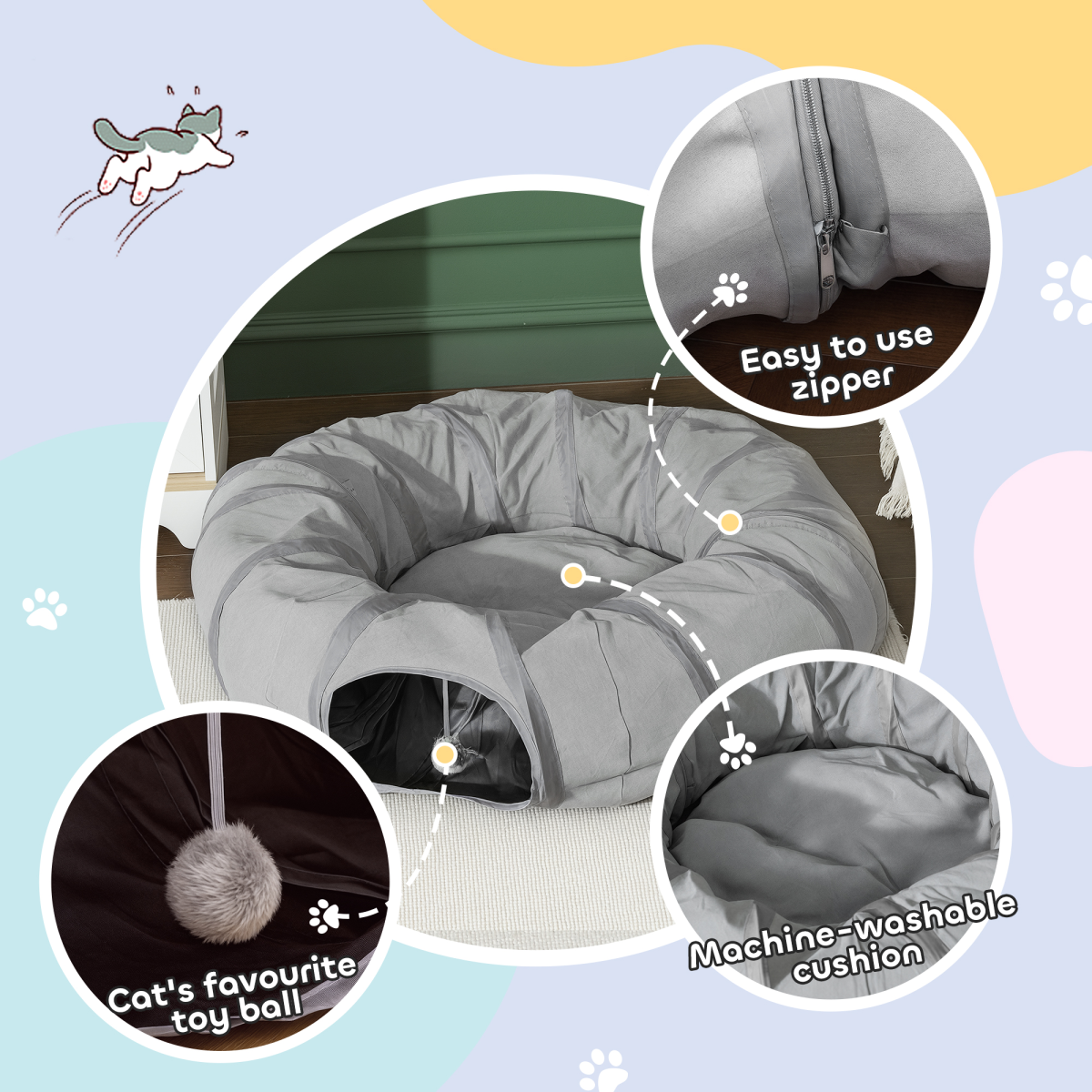 2-in-1 Cat Tunnel Bed