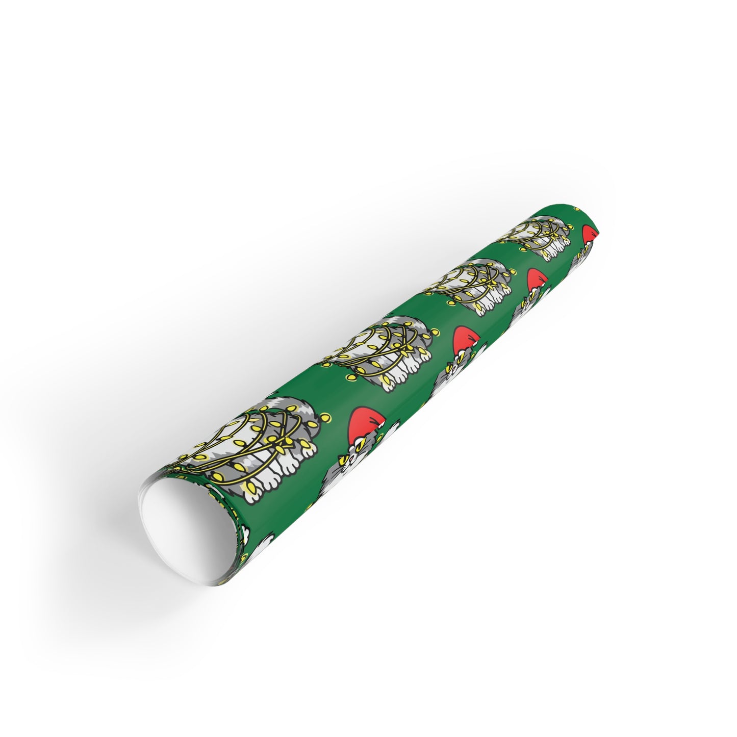 Angry Cat Green Wrapping Paper Roll