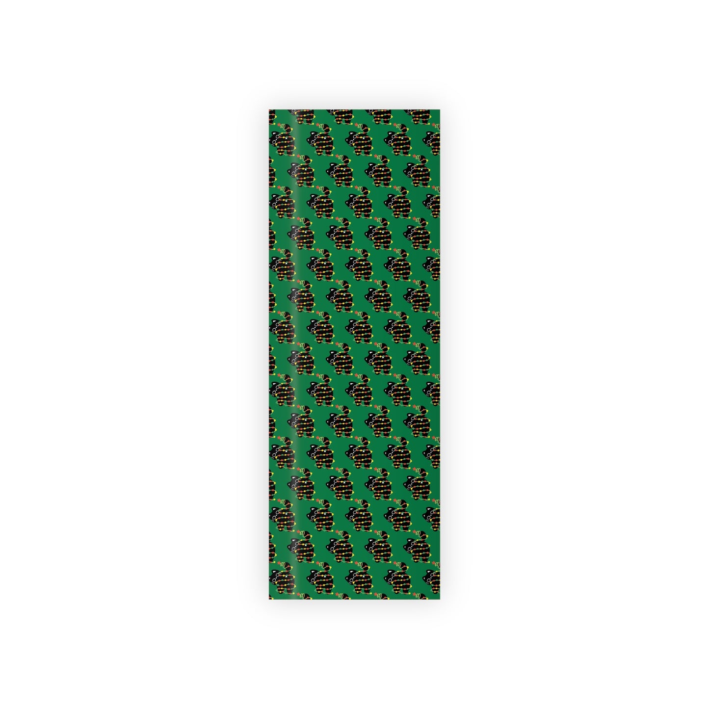 Cat Tangled in Christmas Lights Wrapping Paper Roll (Green)