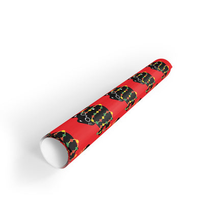 Cat Tangled in Christmas Lights Wrapping Paper Roll