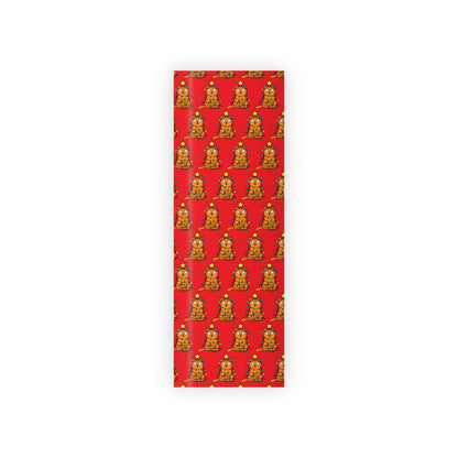 Orange Cat Tangled in Christmas Lights Wrapping Paper Roll (Red)