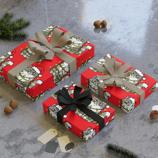 Angry Christmas Cat Wrapping Paper Roll