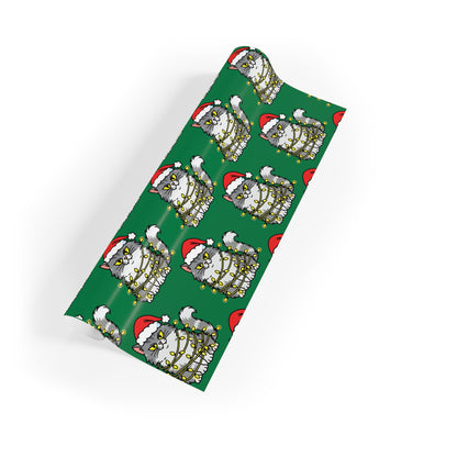 Angry Cat Green Wrapping Paper Roll