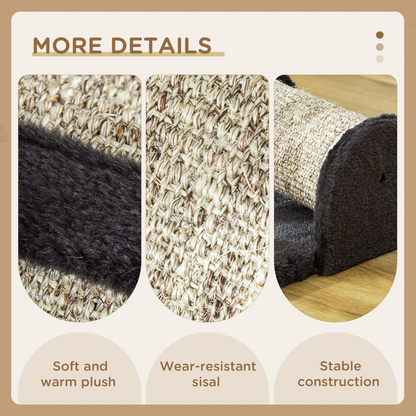 Cat Scratcher with Sisal Mat, Plush Bed & Feather Toy