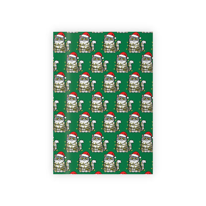 Angry Cat Green Wrapping Paper Roll